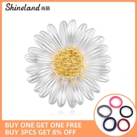 shineland fashion sweet daisy trendy brooch flower pin for women chrysanthemum pin broach coat accessories jewelry gift 2021
