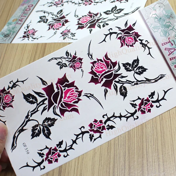 

2 Sheet Rose Flower Design Temporary Waterproof Tattoos Stickers Sexy Body Arts Tattoos Decoration