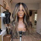 Парик средней длины с изображением коричневого кружева с детскими волосами, длинные натуральные волнистые человеческие волосы Remy, парики на сетке, собранные для женщин