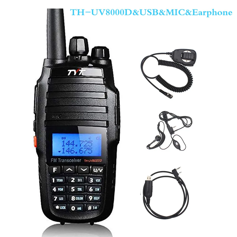 TYT TH-UV8000D рация 10 км Двухдиапазонная VHF и UHF 10 Вт 10 км Любительское радио 3600 мАч кросс-полосный ретранслятор функция радио