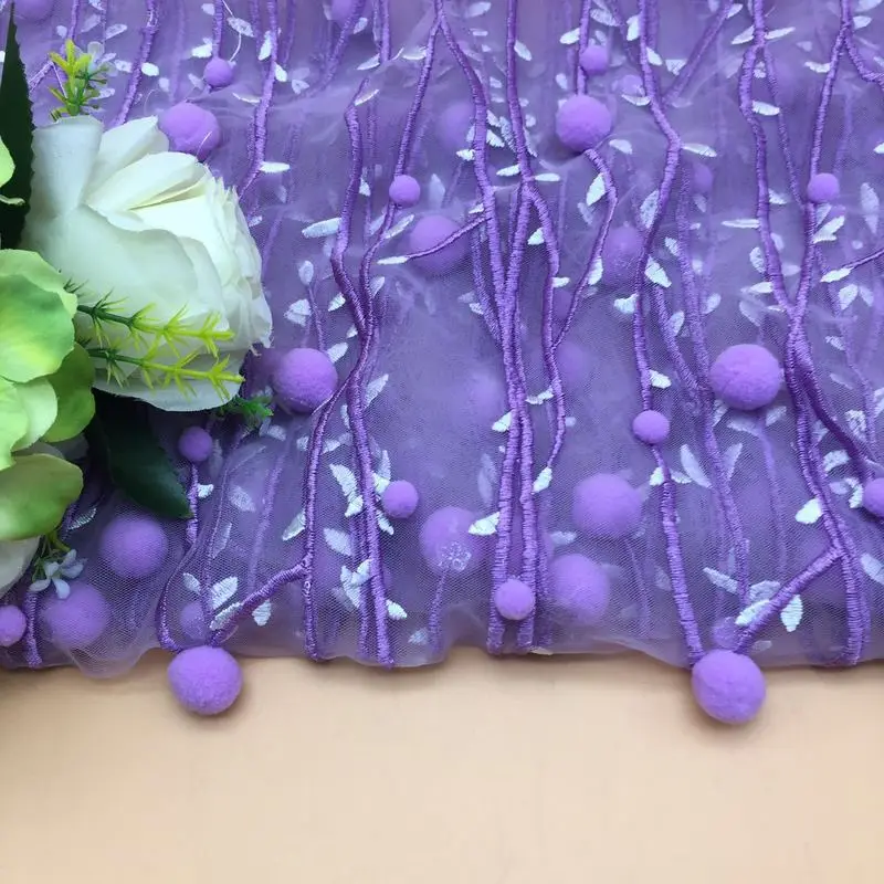 Сетчатая ткань с милым помпоном для вышивки 130 см x 100 тюль детского платья свадьбы