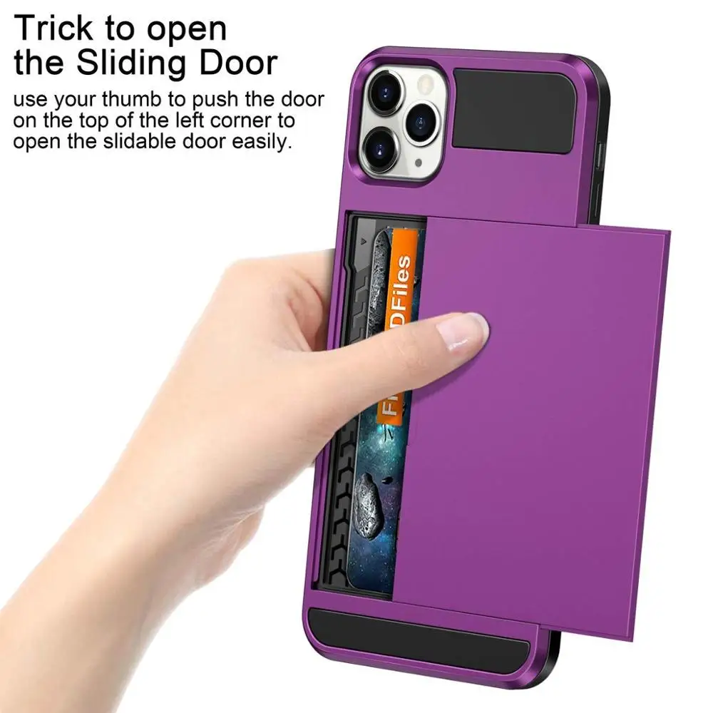 Case for iPhone 11 Pro Max XS MAX XR X Cover Armor Wallet Card Slot Sliding Hidden Pocket For 8 7 6 6s Plus SE 2020 | Мобильные