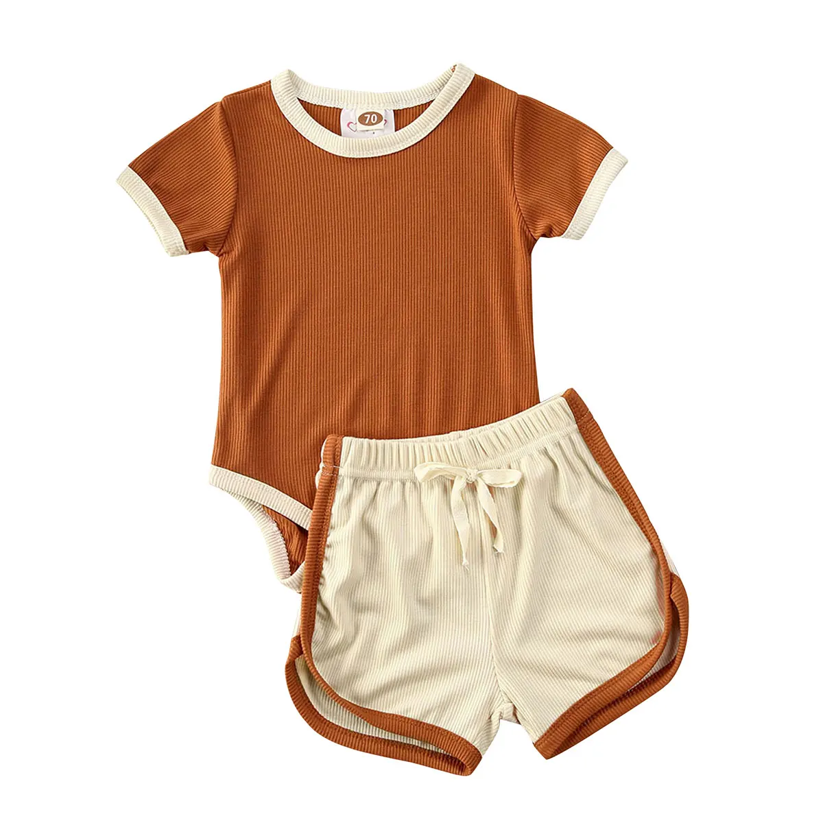 

Новинка 2020, Лидер продаж, летняя одежда, однотонный Детский комбинезон для маленьких девочек, топы, шорты, наряды для детей от 3 до 24 месяцев