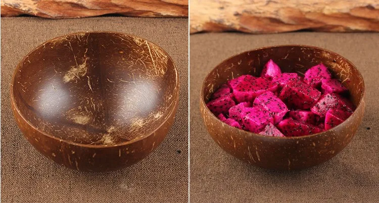 Дизайн миска из скорлупы кокоса фруктовый салат лапша, рис Чаша Украшение ручной работы натуральный кокос фрукты чаша кухонные аксессуары