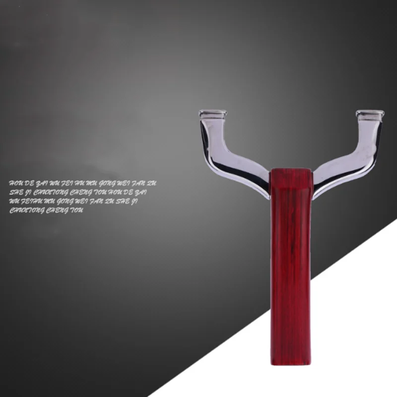 

High quality Wooden slingshot water tiger 304 stainless steel oblique head catapult tied rubber band hunting accessories