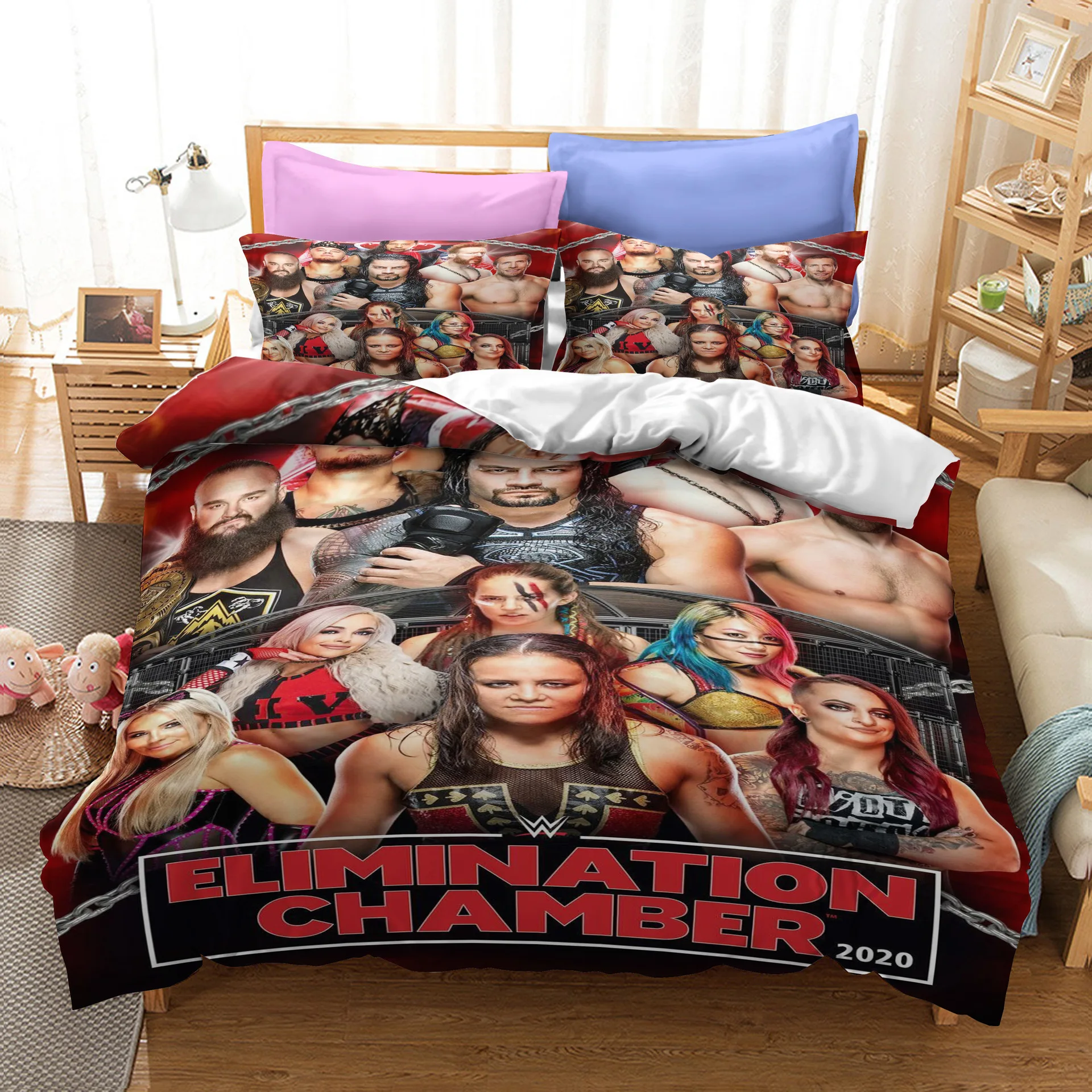

Wrestling Gladiators 3D Printed Bedding Set WWE Characters Duvet Cover King Queen Full Twin Size for Bedroom Decor