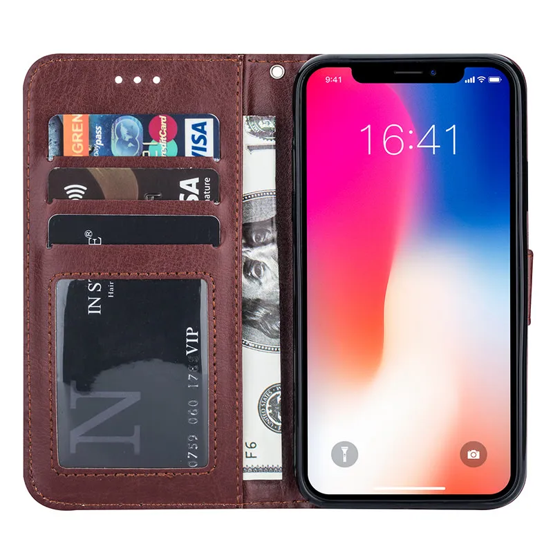 Ретро кожаный кошелек чехол для iPhone 11 Pro X XR XS Max роскошный Слот магнитных карт