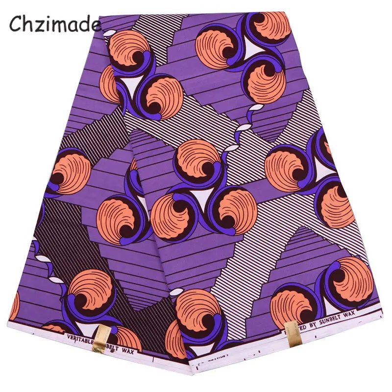 Chzimade 1 ярд Анкара африканская настоящая восковая ткань с принтом 2020 фиолетовый