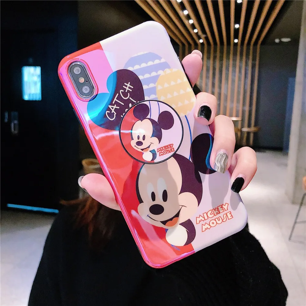 Для iPhone 11 Pro MAX забавные мультяшные милые очаровательные девчачьи мышь утка кронштейн Blue Ray IMD чехол для iPhone XR XS MAX X 6 6S 7 8 Plus