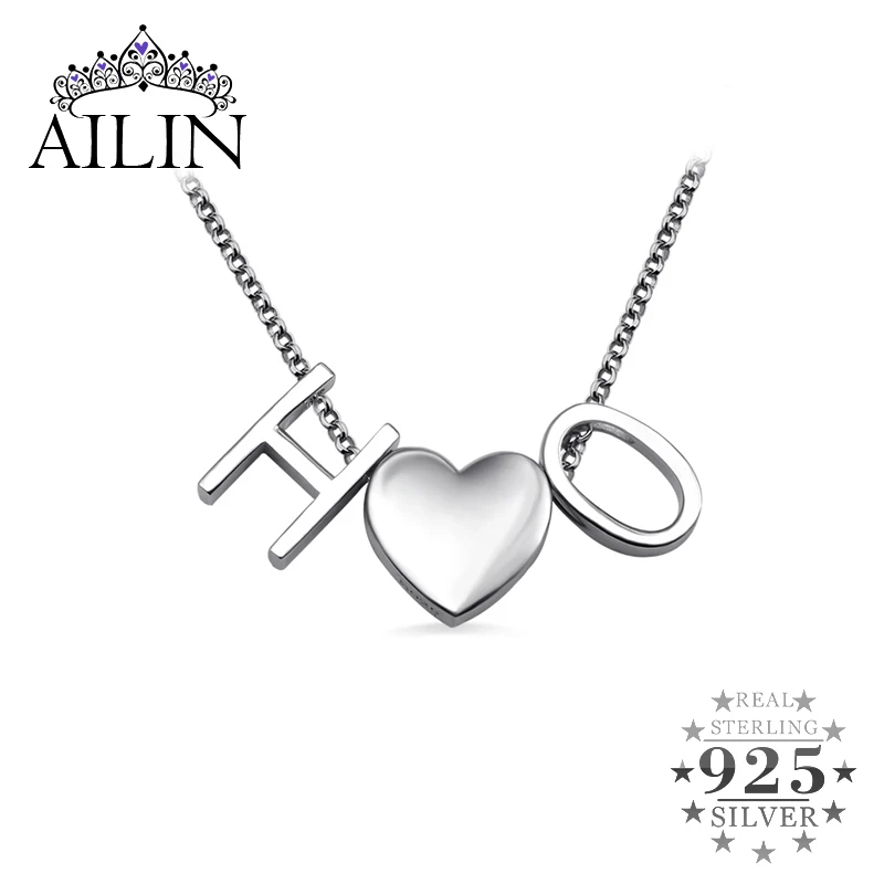 

AILIN Personalized Women Initial Jewelry Two Letters Heart Necklace In Silver For Lady The Best Anniversary Gift For Her