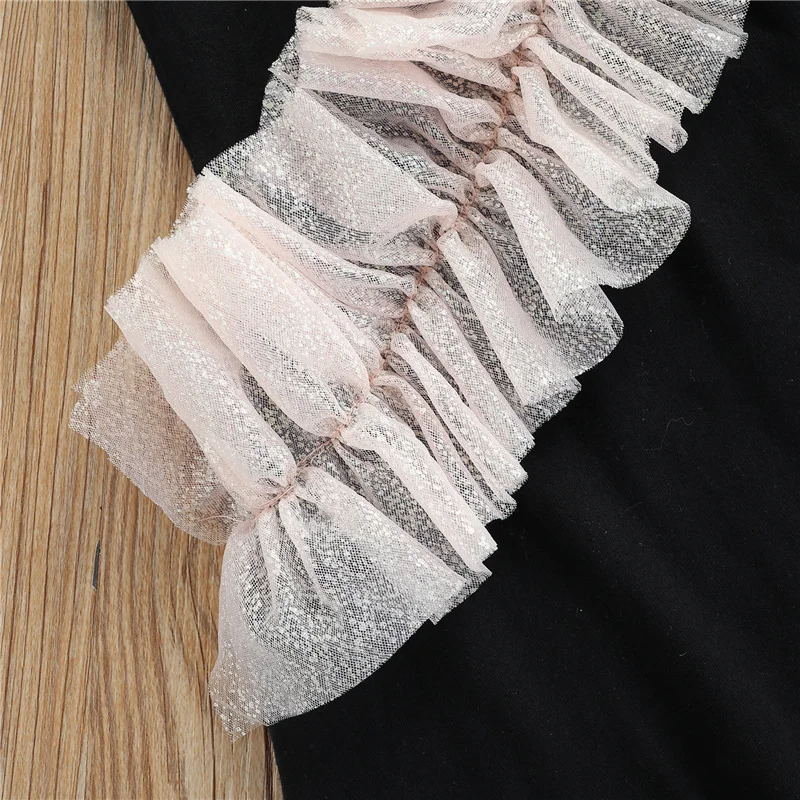 

2-7Years Girls Children Mesh-joint Midi Dress,Summer Fashion Breathable Casual Short Sleeve O-Neck A-line Dress for Little Girls
