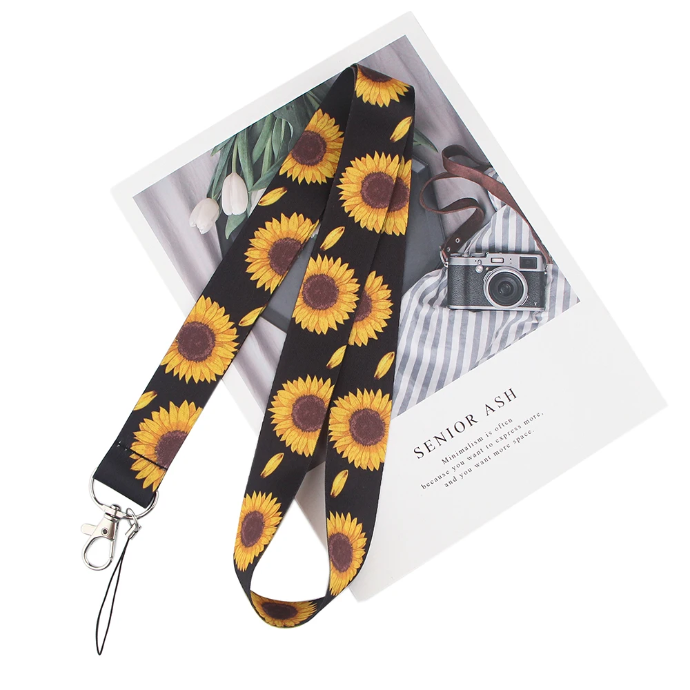20pcslot bh1433 blinghero flower sunflower daisy rose lanyard keychain lanyard for key badges phone neck strap accessory free global shipping