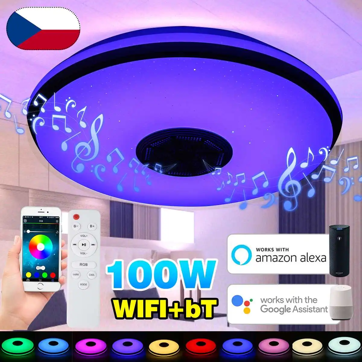

Современный потолочный светодиодный RGB светильник Lmap, Домашний Светильник, 100 Вт, Wi-Fi, приложение bluetooth, музыкальный потолочный светильник дл...