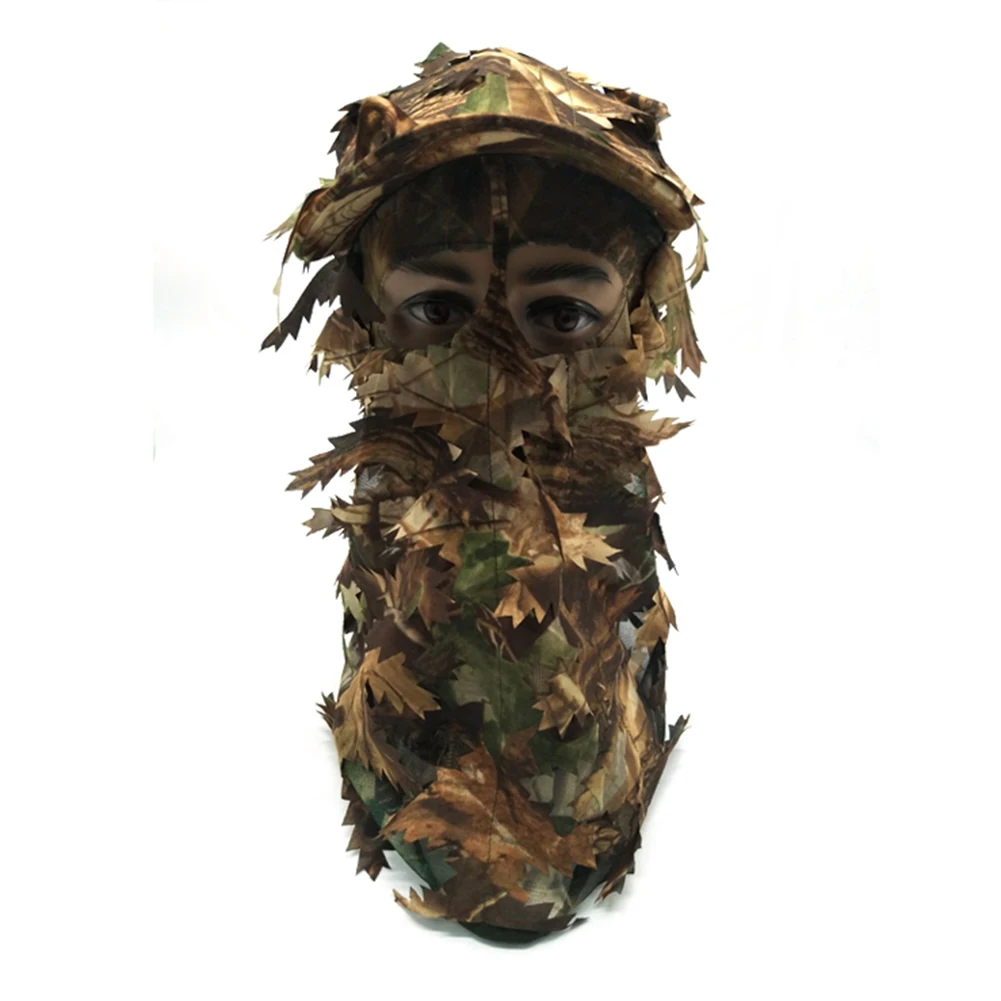 Камуфляжная маска с 3D листьями на все лицо капюшон костюмы головной убор