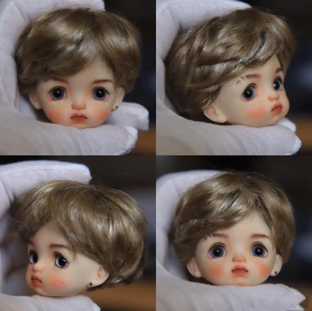 

obitsu OB11 doll head with makeup with eyes 1/8 BJD doll head Head can be opened with wig k004