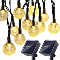 8 modes solar light crystal ball 5m7m12m led string lights fairy lights garlands for christmas party outdoor decoration