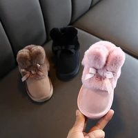 rabbits ears boots girls suede toddler winter boots warm fur winter shoes for girl bow band baby snow boots kids footwear c11181