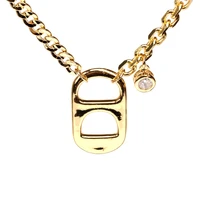 eyika new hip hop geometric soda can ring shape double pendant necklace gold half cuban link chain women punk party cz jewelry