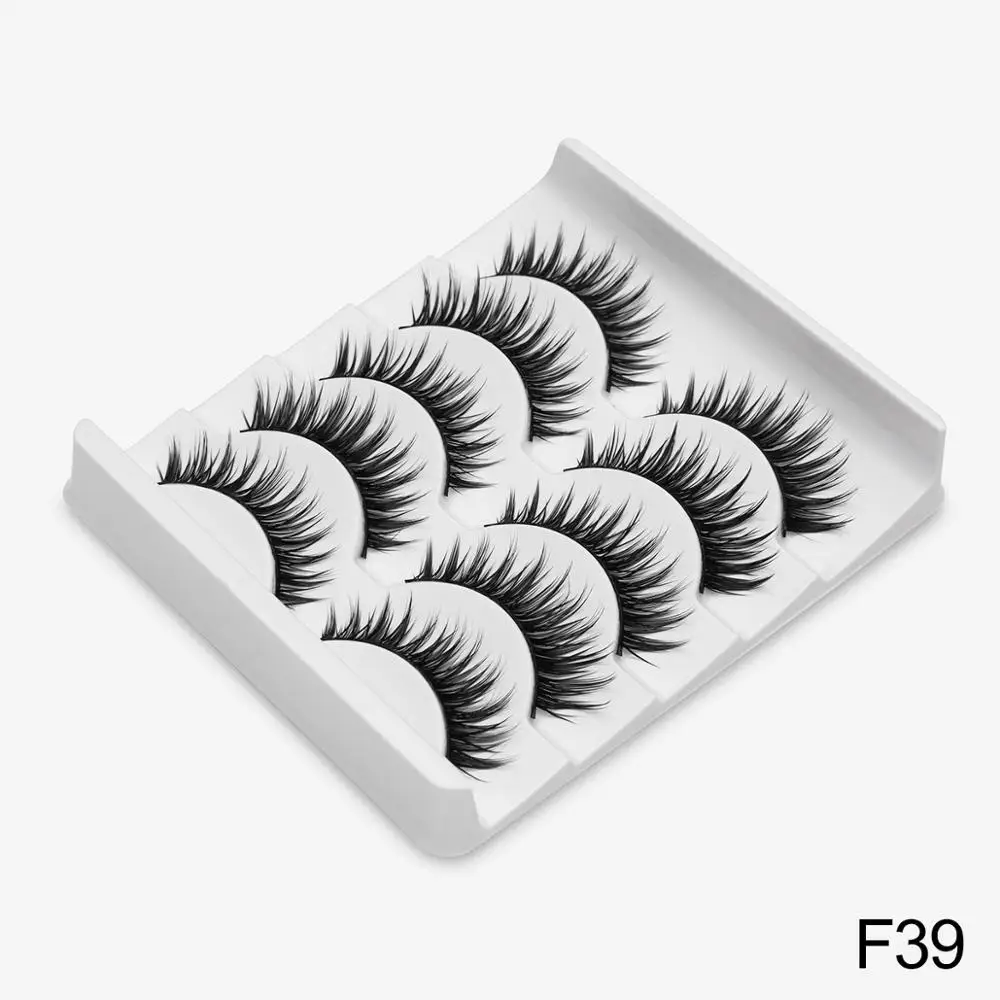 F39 5 пар ресниц натуральные длинные 3D Искусственные норковые ресницы толстые ручная работа полная полоса ресницы Объемные мягкие норковые ресницы накладные ресницы - Цвет: F39