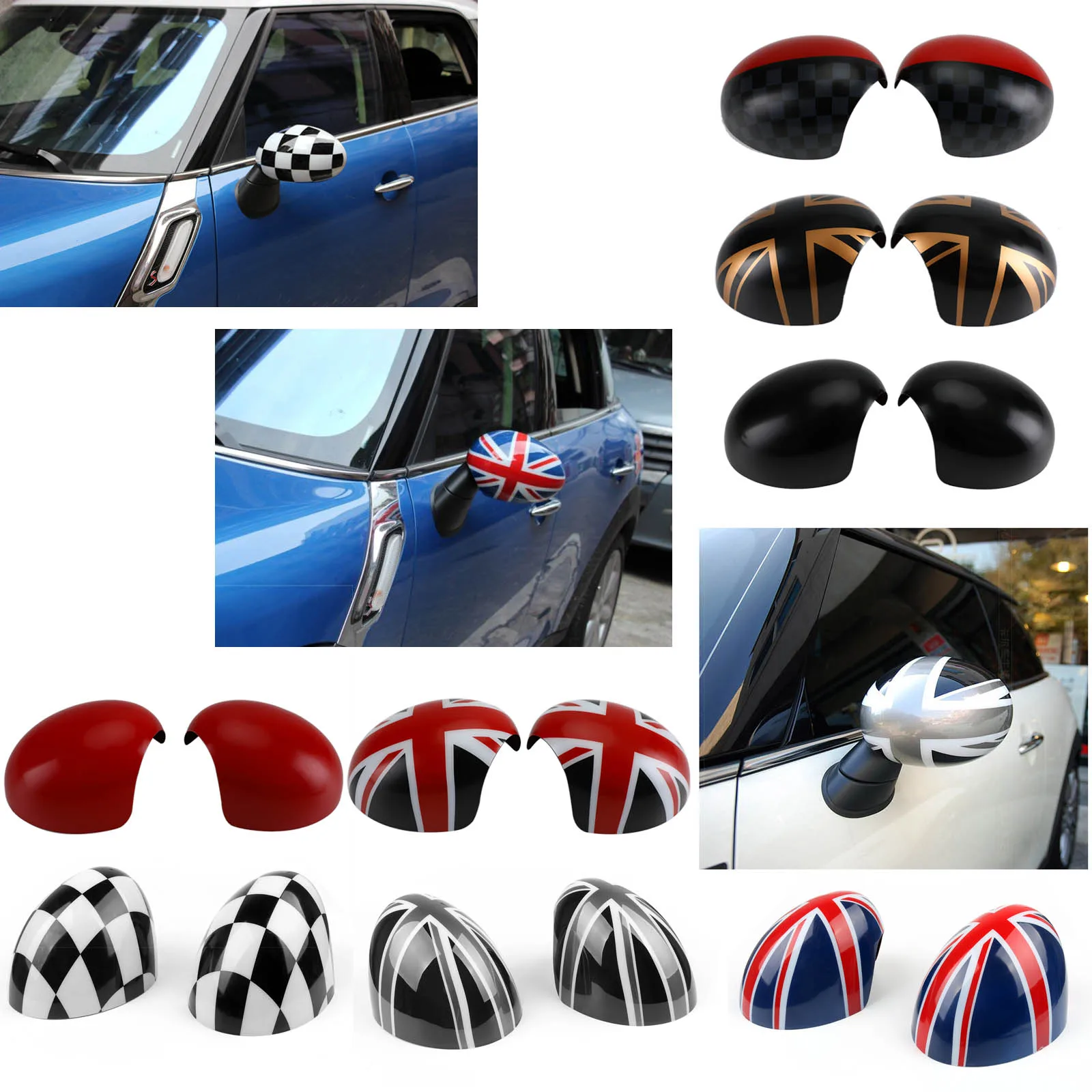 2pcs Door Rear View Mirror Covers Stickers Car-styling For Mini Cooper S Clubman Countryman Paceman R55 R56 R57 R58 R60 R61
