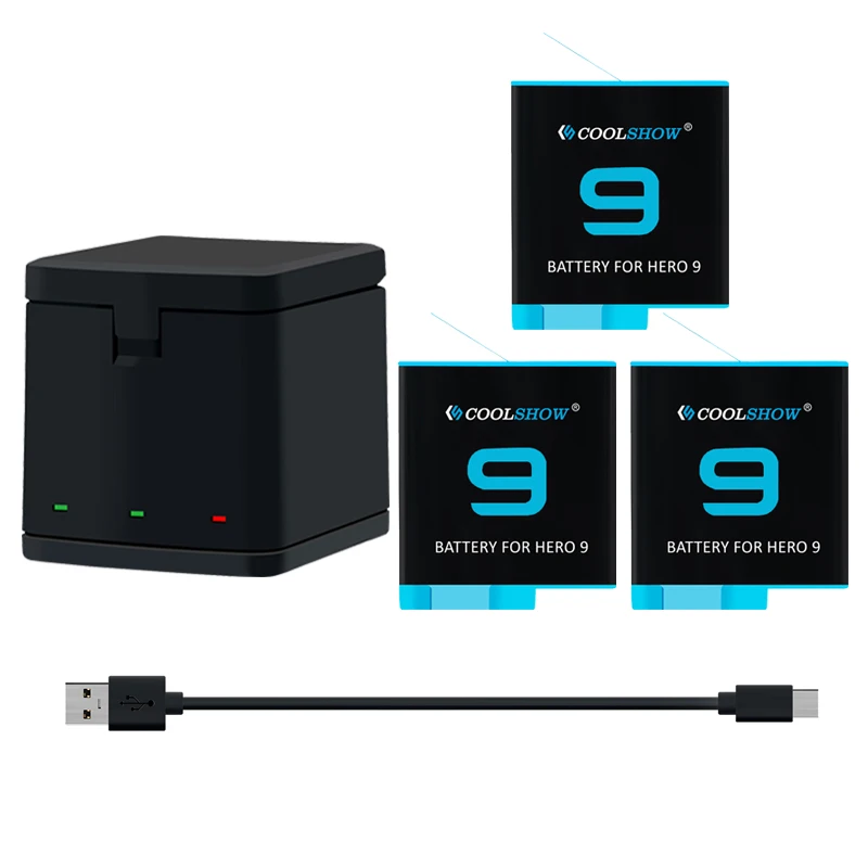 Зарядное устройство для аккумулятора go pro hero 9/для GoPro Hero 9 Black 1800mAh Li Ion AHDBT 901 Batteria