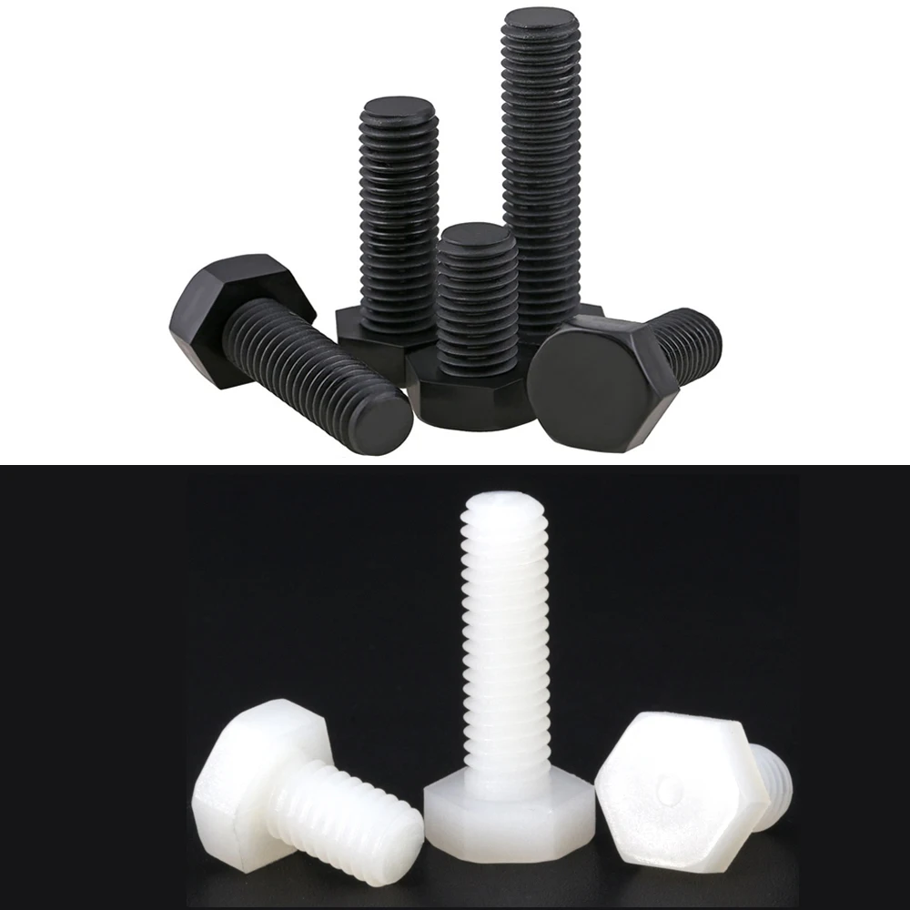 

M3 M4 M5 M6 M8 White Black Nylon Hex External Hexagonal Screw Insulation Plastic Outside Metric Full Thread Machine Bolt PA66