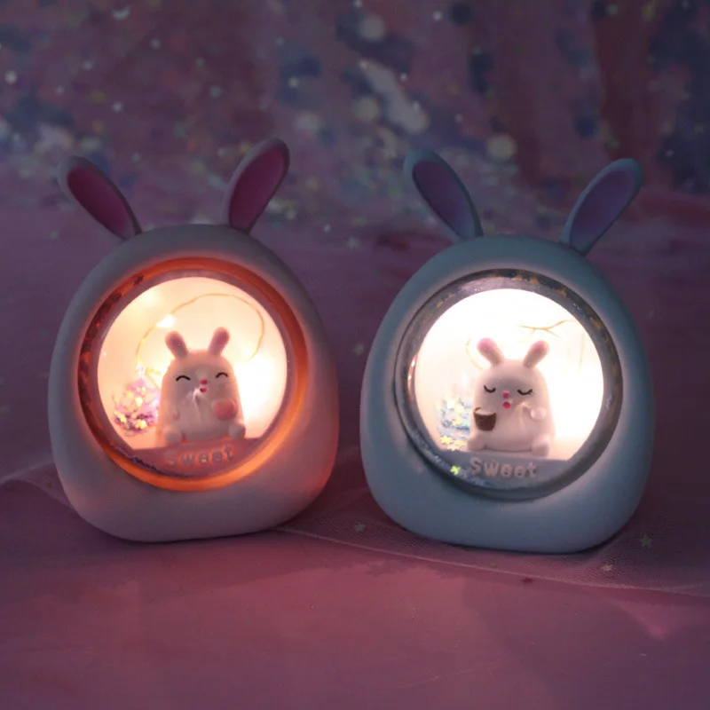 

Japanese style decoration creative night light small lamp cartoon star rabbit student gift without battery