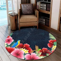 hawail forest hibiscus round carpet 3d printed non slip mat dining living room soft bedroom carpet