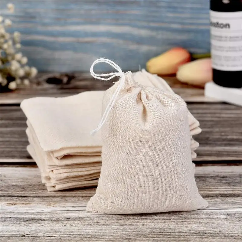 

50Pcs Linen Bag Jewelry Packaging Bag Gift Candy Wedding Party Packing Favors Pouches Drawable Bags Present Sweets Pouches