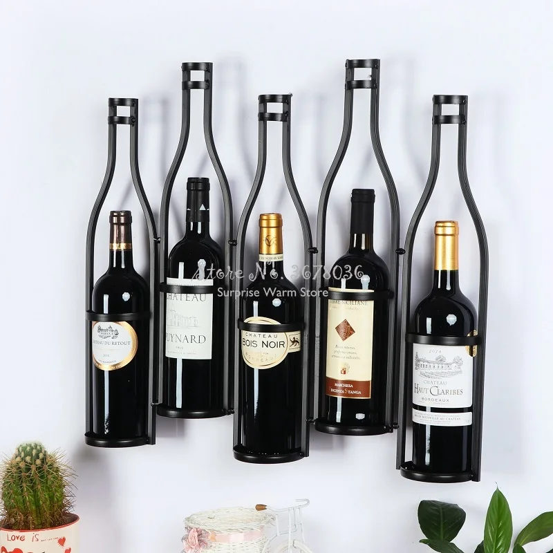 

Creative Vintage Wine Rack Wall Hanging Home Restaurant Bar Wall Pendant Loft Bar Wall Decoration Wine Bottle Holder Organizer