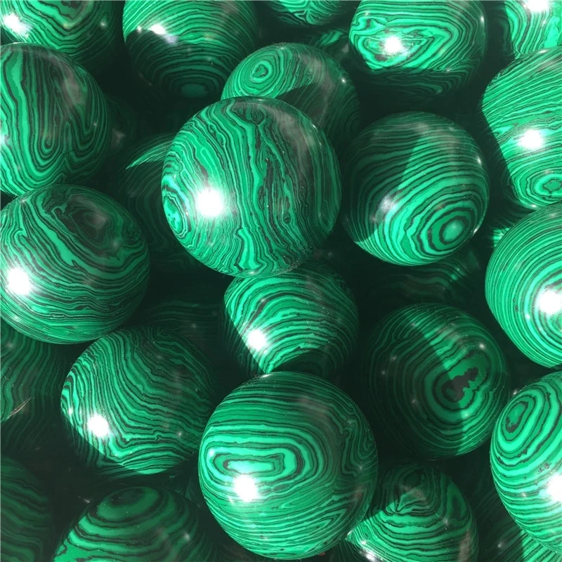 High Quality Natural 50mm Malachite Crystal Sphere Hand-Carved Crystal Healing Stone DIY Home Decoration LU