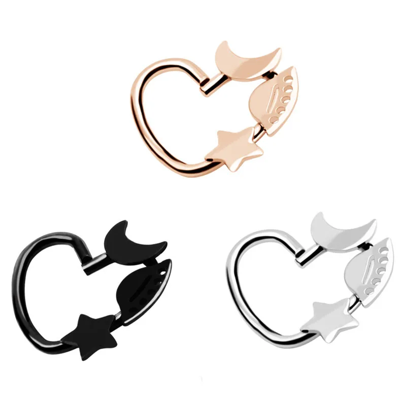 Heart Conch Piercing Ring Set Stainless Steel Heart Conch Earring Jewelry Nose Piercing Hoop Helix Piercing Earring Daith Set images - 6