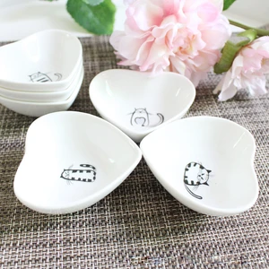 6Pcs Cartoon Cat Ceramics Soy Dish Sauce Vinegar Dishes Kitchen Plate Set