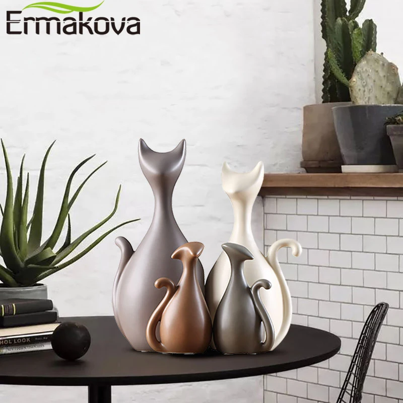 Керамические фигурки кошек ERMAKOVA для семьи скандинавские животные гостиной