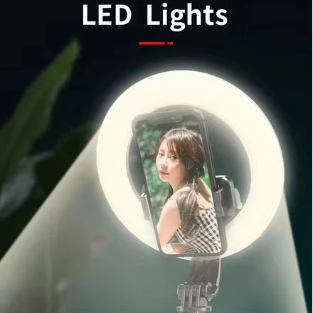 Кольцевой светильник для селфи LED лампа 5 дюймов с держателем телефона штативом и