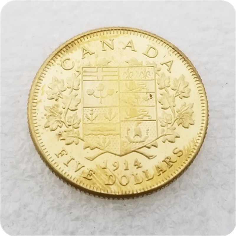 1914 Канада пять и десять долларов Джордж V Gold копировальные монеты памятные
