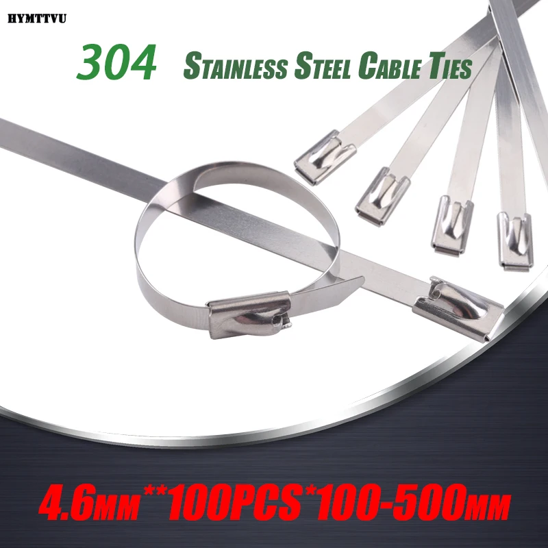 

4.6 100PCS 304 Stainless CabL Tie Steel Tie and Iocking Cable Ties Stainless Steel Cable Ties Steel Metal Ties national standard