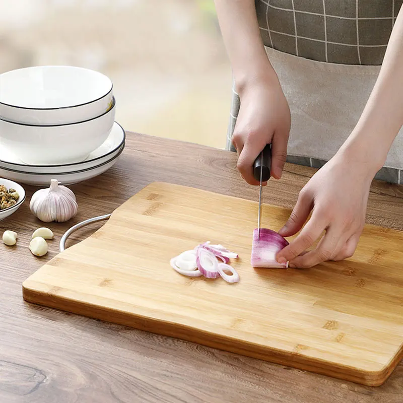 1pc Bamboo Chopping Board Secure Durable Wooden Kitchen Cutting Healthy Vegetable Meat Processing Tool Accessories |