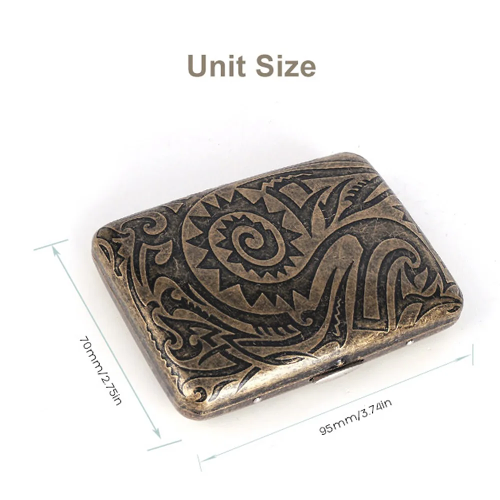 Карманная коробка для сигарет из нержавеющей стали в стиле ретро с бронзовым