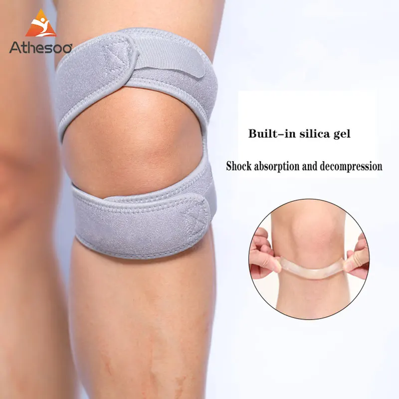 Athesoo Knee Pad Brace Doulble Patella Kneepad Support Guard Strap Belt Adjustable Patellar Tendon Safety Band for Running 1PCS