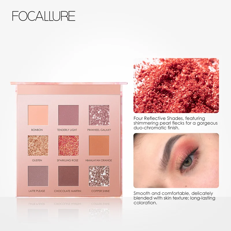Палетка теней для век focalsunrise 9 цветов блестящие матовые пигментные тени макияж