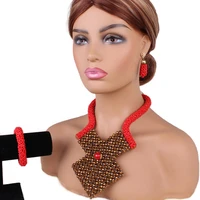 dudo dubai gold and red jewelry sets for women aquare design 2020 new fashion bridal necklace set for african nigerian weddings
