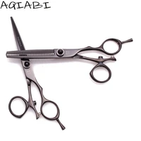 professional hair scissors 6 0 440c aqiabi black hair cutting scissors thinning shears hairdresser scissors swivel thumb a9019