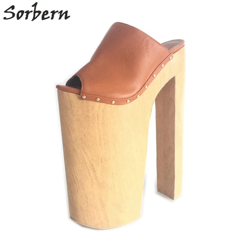 Коричневые женские босоножки на платформе высоком каблуке|custom size|custom heelscustom high
