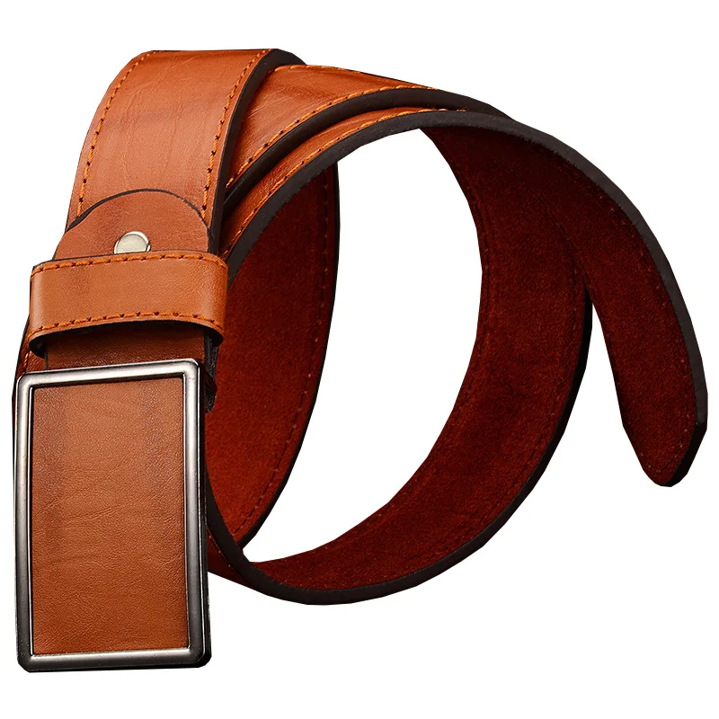 Мужской ремень с гладкой пряжкой из искусственной кожи и коровьей шириной 3 7 см