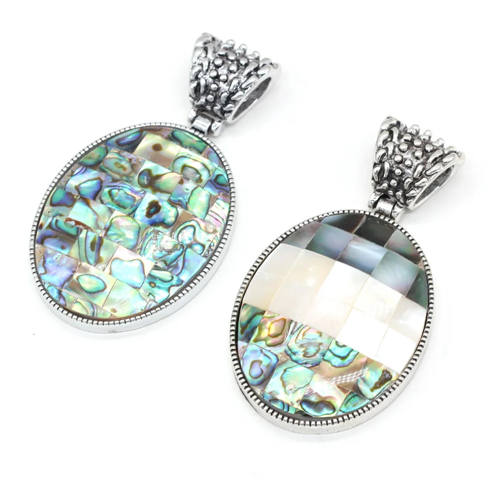 

Elliptical Mother of Pearl Shell Pendants Natural Abalone Shells Charms Pendant for DIY Necklace Making Jewelry Findings 42x75mm
