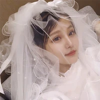 multi layer veil wedding vail soft tulle veil short white puffy veil travel shot sweet bridal headwear hair accessories
