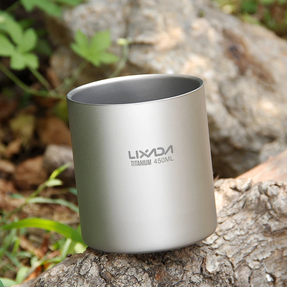 

Lixada 450ml Titanium Double Wall Insulated Water Cup Home Outdoor Camping Hiking Picnic Tea Cup Coffee Mug Tea Cup Tableware