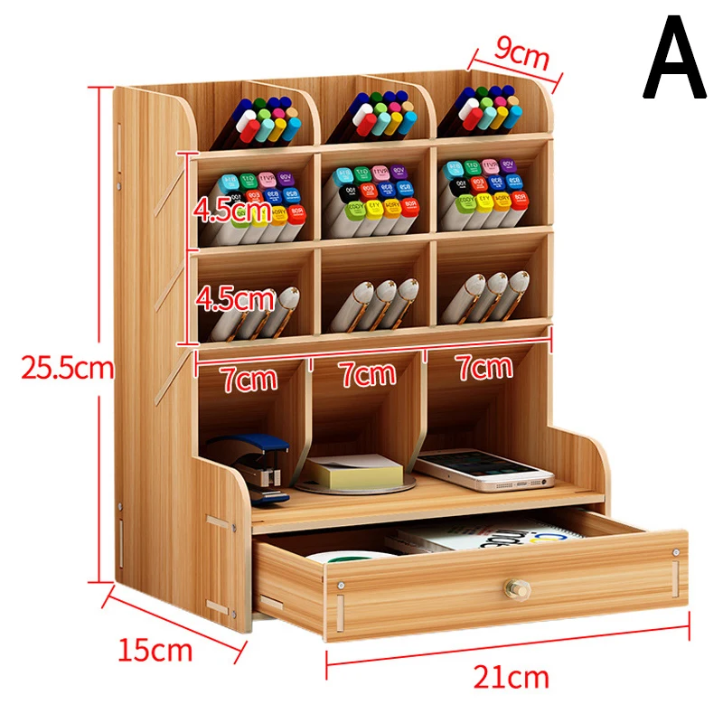 

Office Desk Organizer Desktop Pen Pencil Holder Container Storage Box Portable with Drawer DSS899