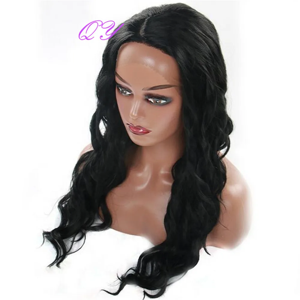 

QY Lace Front Wig Synthetic Long Black Natural Wave Wigs For Women Daily Use